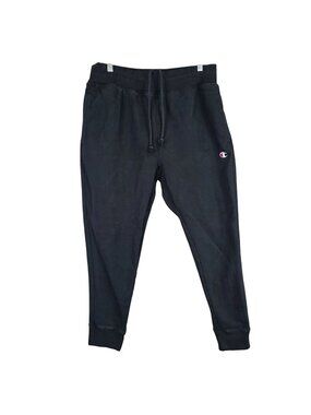 Mens Champions Black Joggers Drawstring Elastic Waist Cotton Blend Size XL